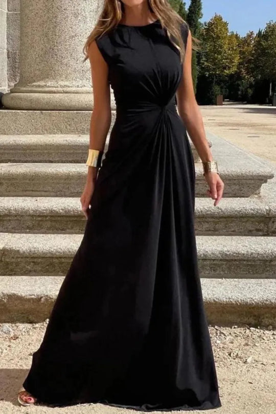 EB | Elegantes Langkleid mit Langen Ärmeln, Revers und Unifarbenem V-Ausschnitt für Damen