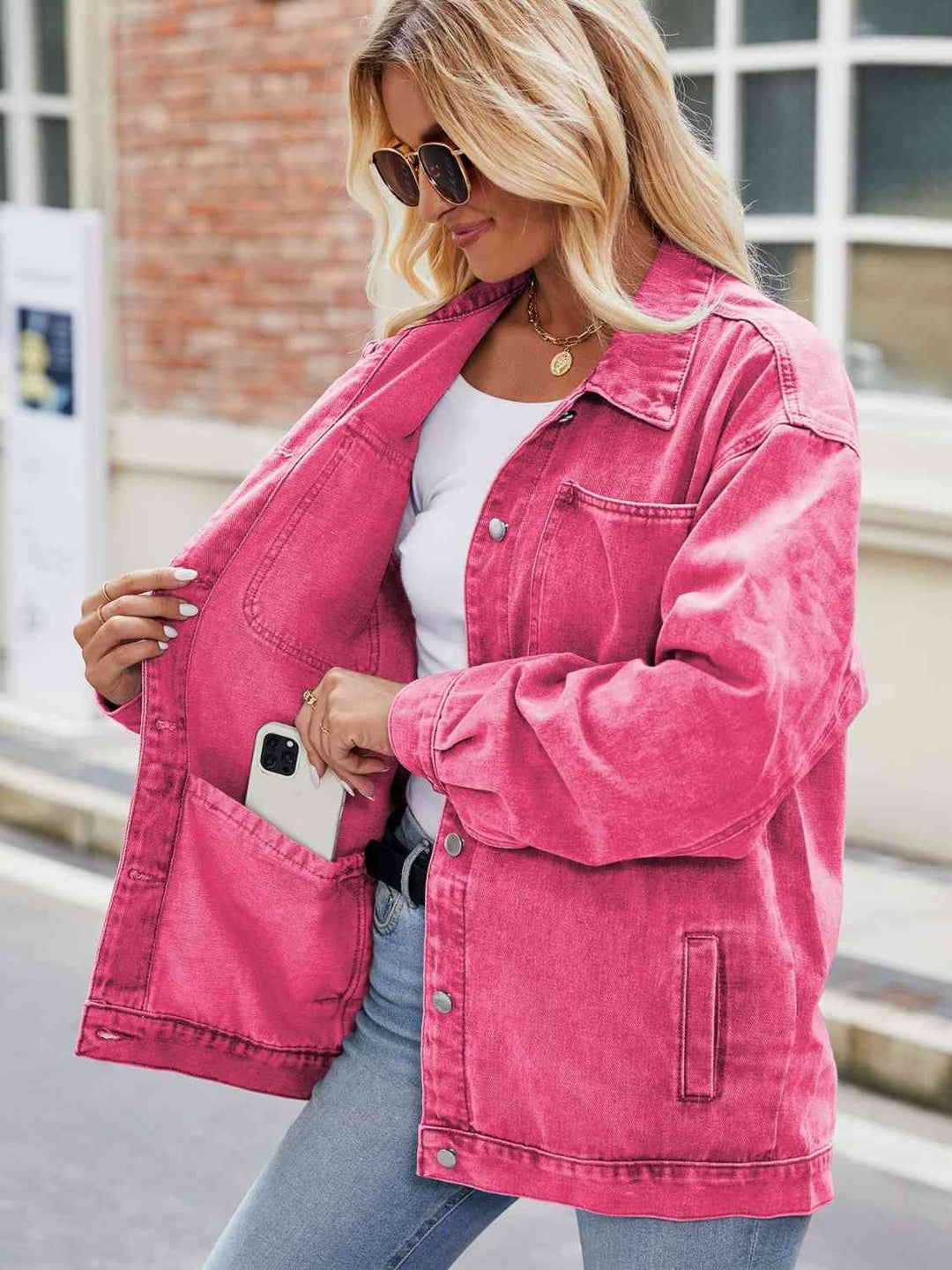 EB | Knopf-Down Denimjacke mit Taschen