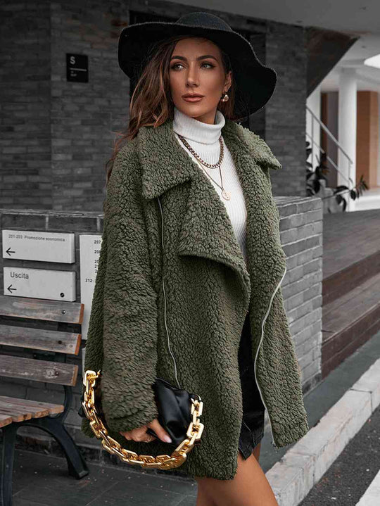 EB | Double Take Zip up Teddy Jacke mit Kragen