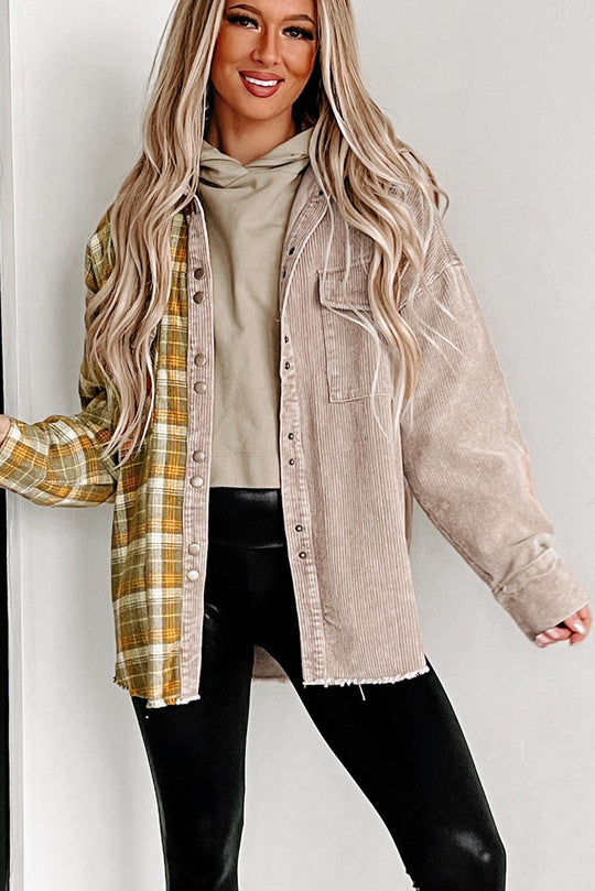 EB | Zweiseitige Hemdjacke Karomuster und Corddesign Stil und Komfort