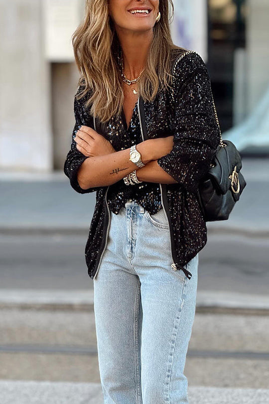 EB | Mode klassische Paillettenjacke