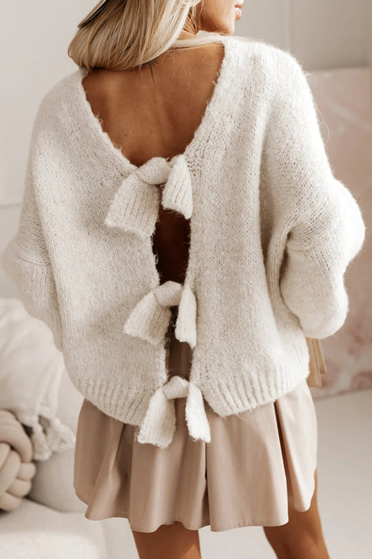 EB | Strickpullover mit offenem Rücken und Schleife