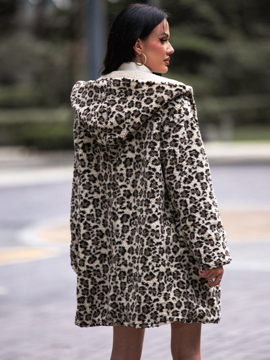 EB | Leoparden Kapuzenmantel mit Taschen