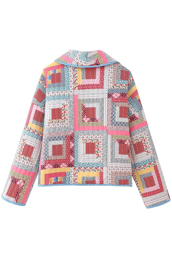 EB | Cardigan gesteppt Colorblock Karo Baumwolljacke