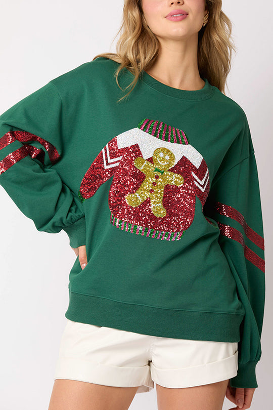EB | Weihnachts-Pailletten-Rundhals-Lässiger Sweatshirt