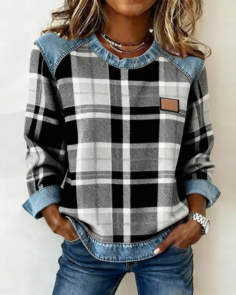 EB | Sweatshirt mit Karo Patchwork