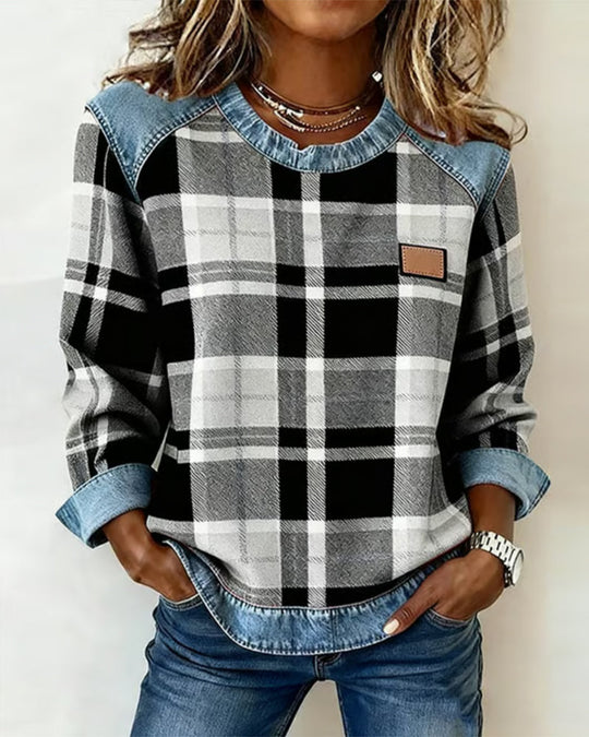 EB | Sweatshirt mit Karo Patchwork
