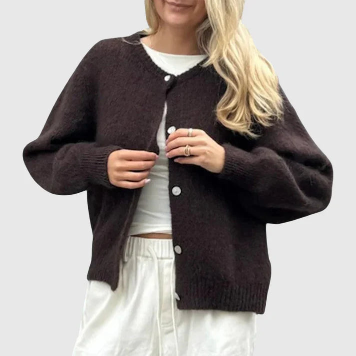 EB | Damen Cardigan mit Rundhalsausschnitt und Knopfverschluss