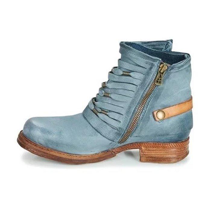 EB | Retro Stiefeletten mit Blockabsatz und Reißverschluss