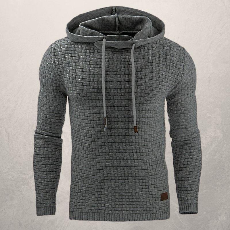 EB | Kapuzenpullover Slim Passform Weiches Strickmaterial Karomuster Lange Ärmel
