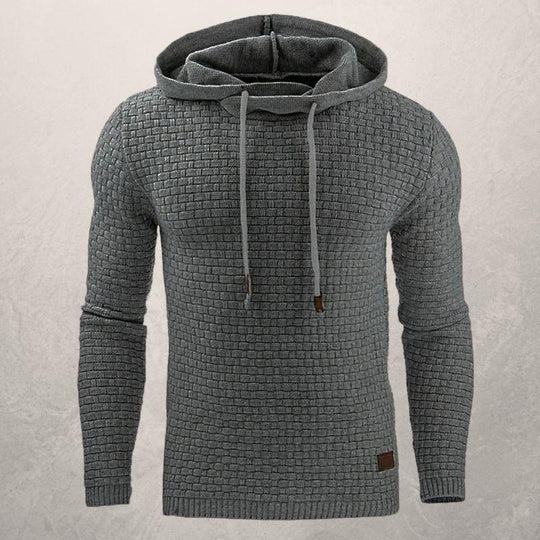 EB | Kapuzenpullover Slim Passform Weiches Strickmaterial Karomuster Lange Ärmel