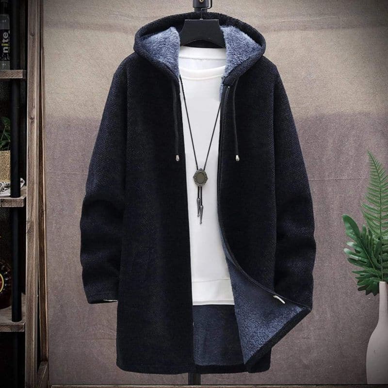 EB | Jacke Wollmischung Kordelzugkapuze Gefüttert und Warm Reißverschluss & Seitentaschen