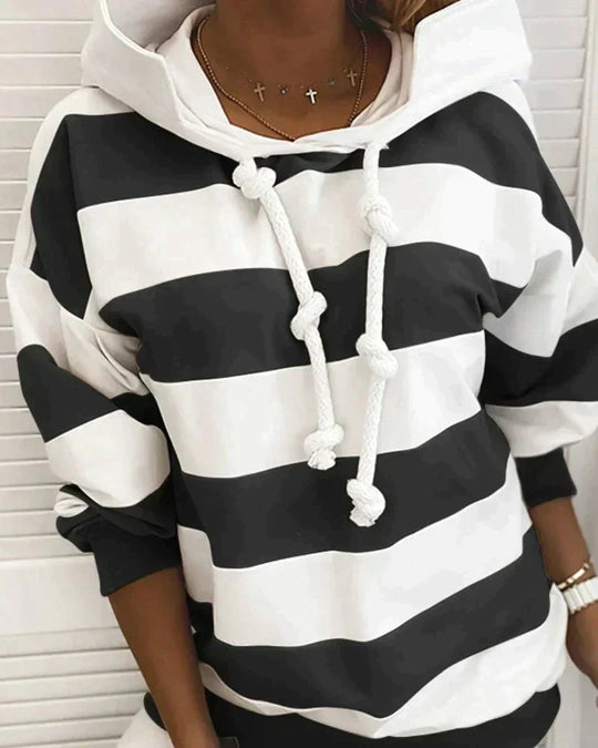 EB | Hoodie - Damen Herbst Gestreifter Hoodie