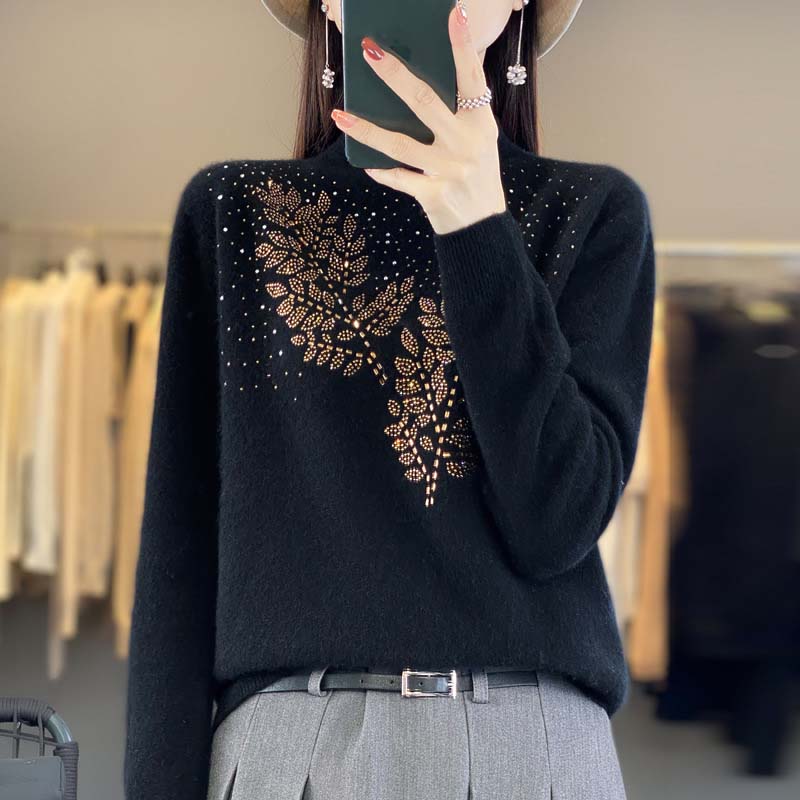 EB | Strickpullover Mit Zartem Blättermuster