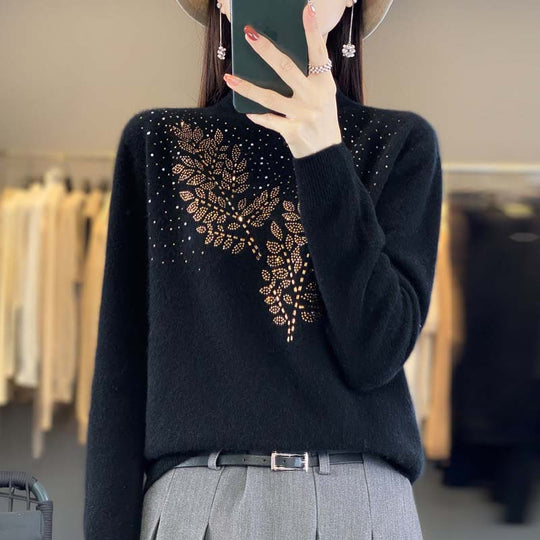 EB | Strickpullover Mit Zartem Blättermuster