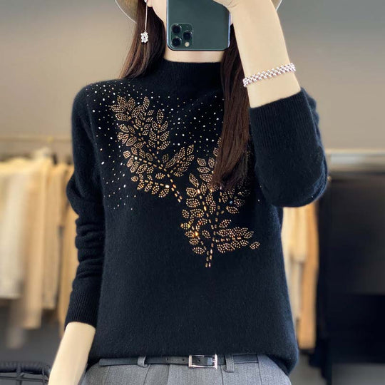 EB | Strickpullover Mit Zartem Blättermuster