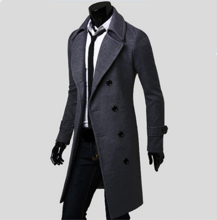Herren nan eleganter doppelreihiger Mantel mit schmaler Taillierung und breitem Revers EB