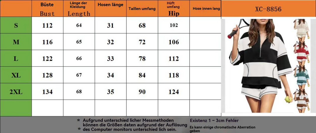EB | Gestreifte halbärmelige Sportbekleidung zweiteiliges Set