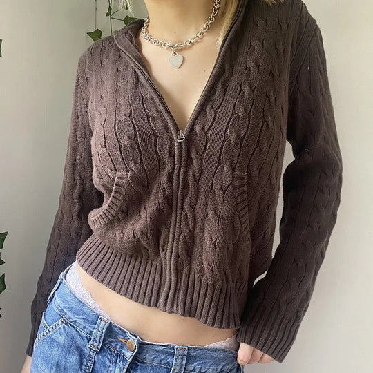 EB | Gemütlicher Kapuzenstrickcardigan mit Knopfleiste Vorne