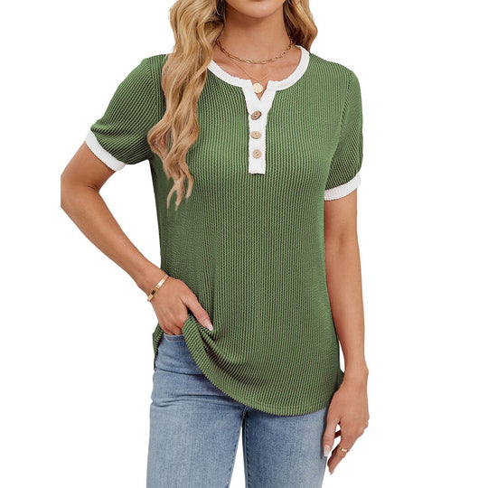EB | T-Shirt mit V-Ausschnitt in Uni-Farbe
