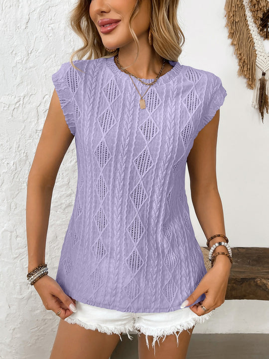 EB | Jacquard T-Shirt mit Rundhalsausschnitt und kurzen Ärmeln