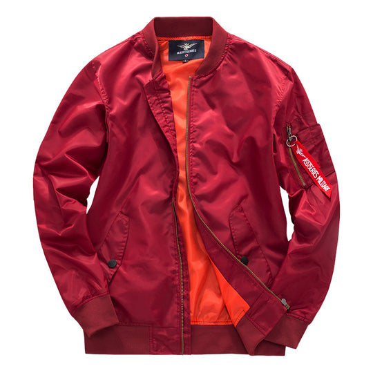 Men's  streamlined commuter bomber jacket with water-resistant nylon shell and sleeve pen pocket EB