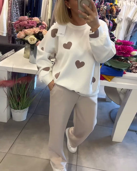 EB | Frauen Casual Herz Pullover