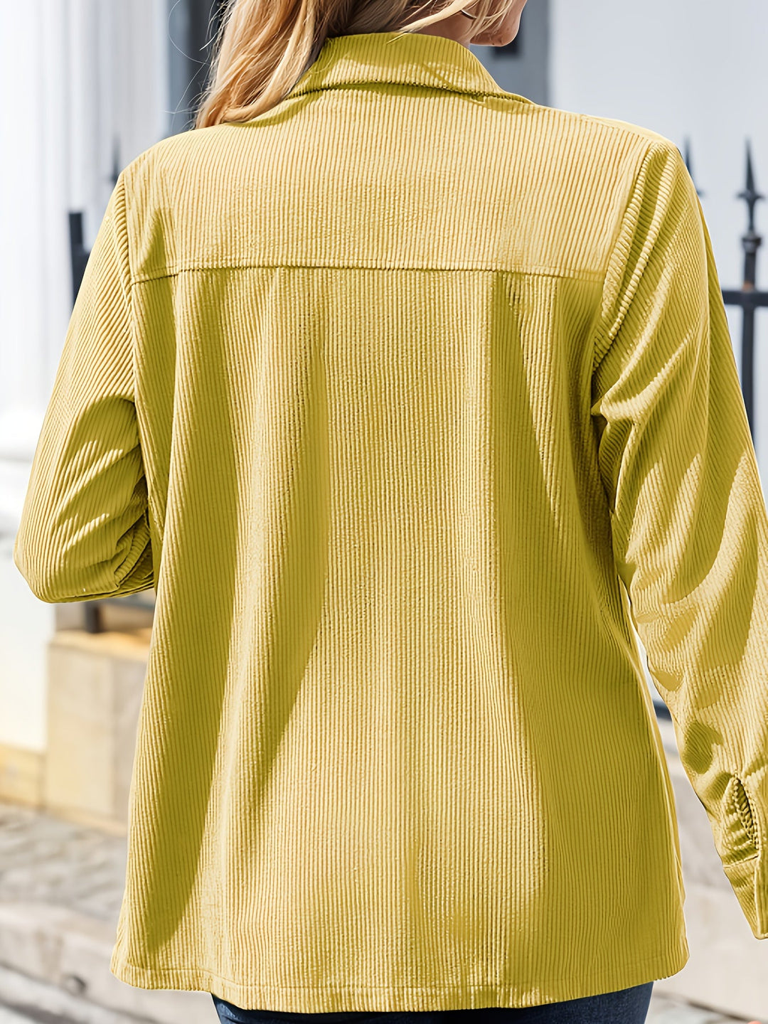 EB | Rippjacke mit Knöpfen Polyester Lässig und Funktional