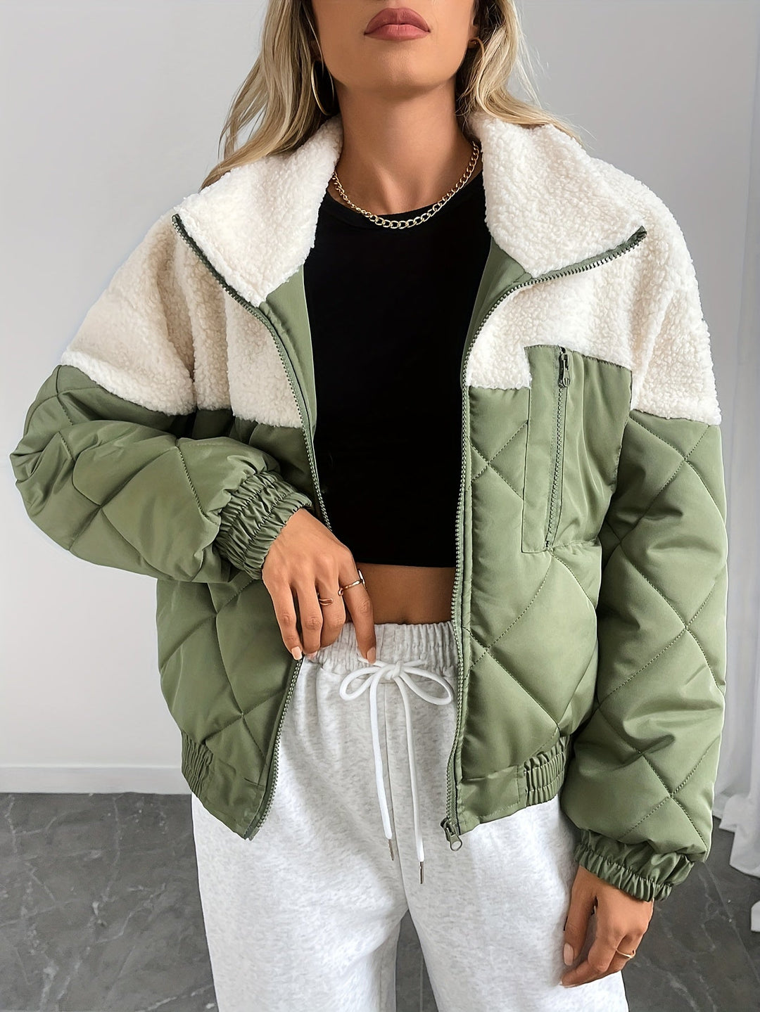 EB | Zwischenjacke Lässiger Rundhals Lange Ärmel Herbst/winter