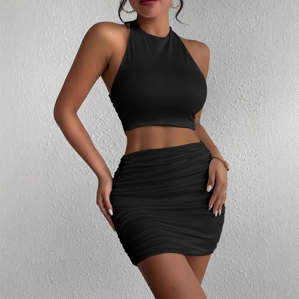 EB | Ärmelloses Neck Tube Top Weste Hip Wrap Set