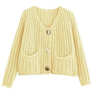 EB | Gemütlicher Chic Damenstrickjacke mit Knöpfen und Taschen