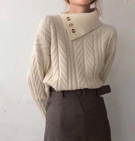 EB | Strickpullover mit Asymmetrischem Kragen Weich und Elegant Zeitloses Design