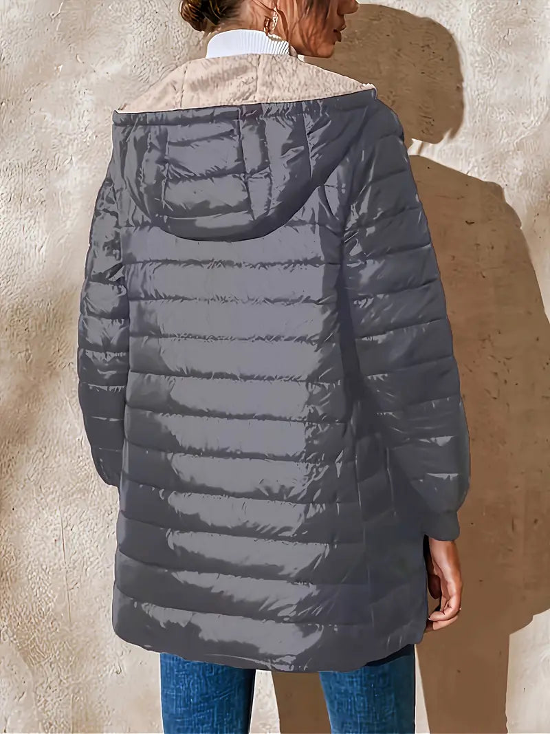EB | Mittellange Kapuzen Steppjacke
