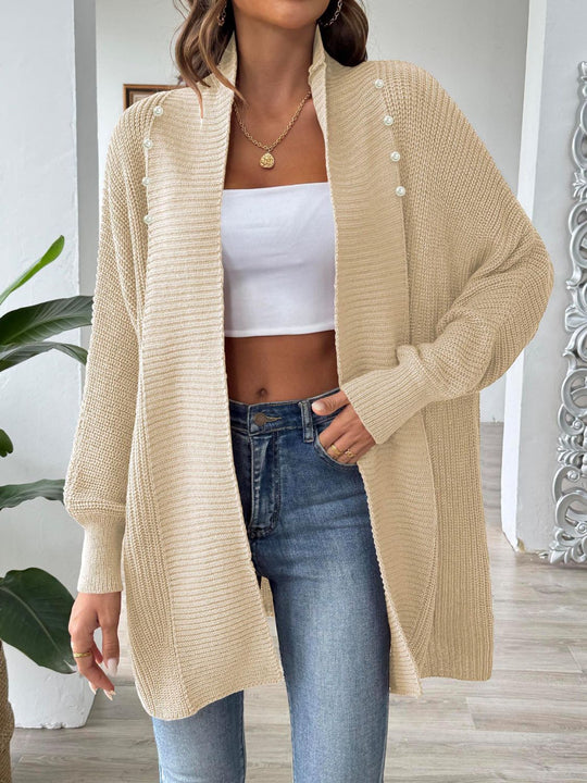 EB | Elegante, lockere Strickjacke mit langen Ärmeln und offener Vorderseite