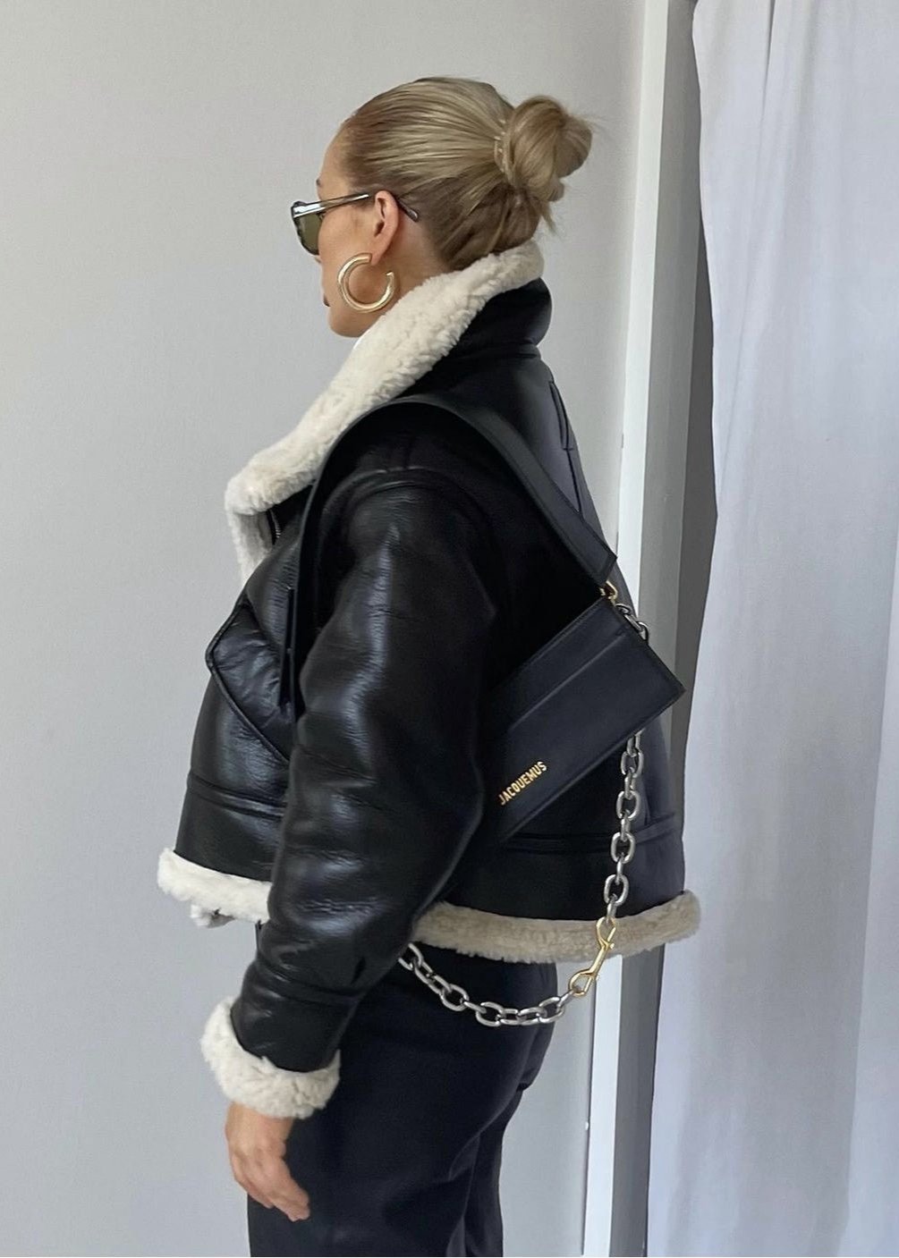 EB | Leder Shearling-gefütterte Jacke - Edgy Stil trifft auf gemütlichen Komfort