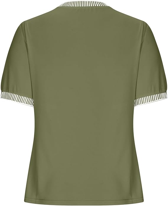 Damen Lässiges Kurzarm-Shirt mit Modischem Streifenkragen EB