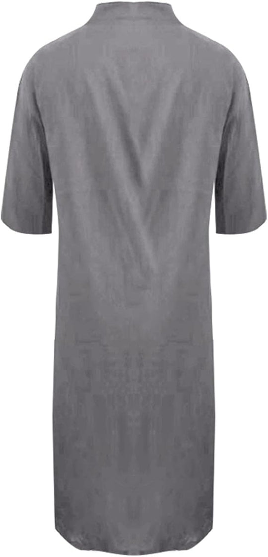 EB | Lockeres Langes Kleid mit Langen Ärmeln und Seitentaschen Kleid