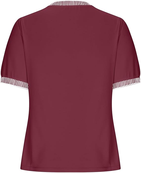 Damen Lässiges Kurzarm-Shirt mit Modischem Streifenkragen EB