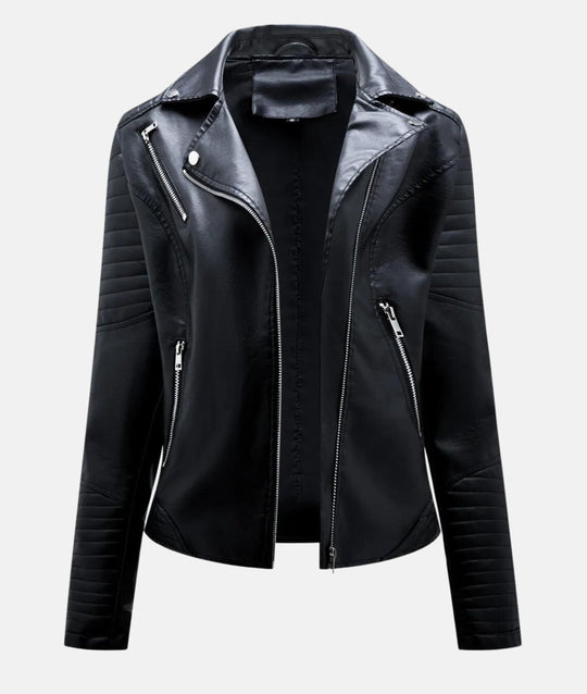 EB | Stylische Damen Bikerjacke Aus Kunstleder
