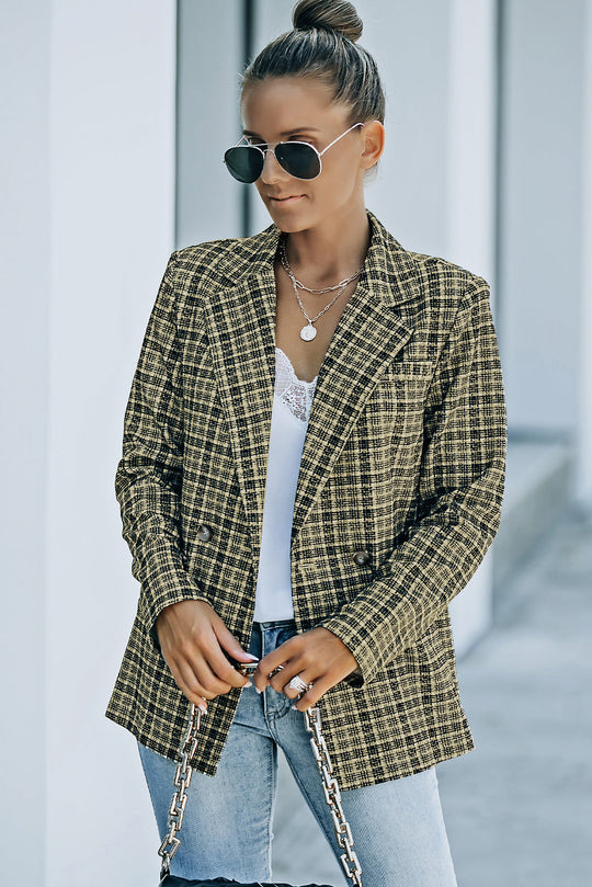 EB | Karierter Doppelreiher Langarm-Blazer