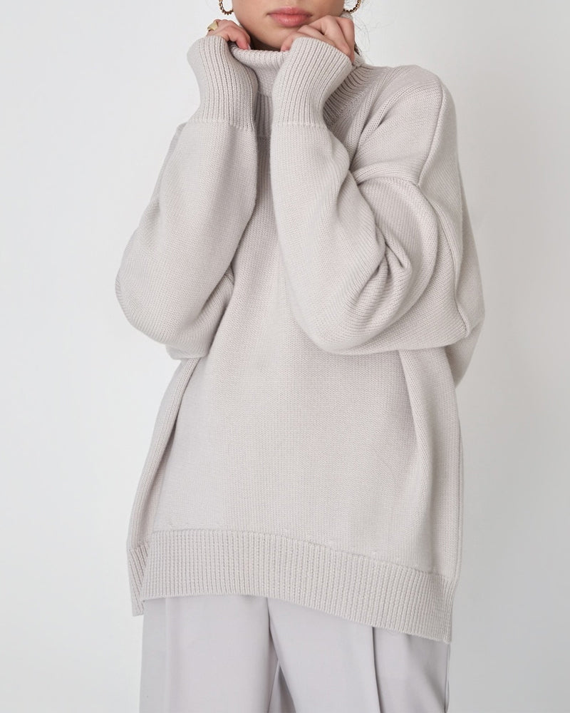 EB | Eleganter Oversized Damen Rollkragenpullover Aus Baumwolle