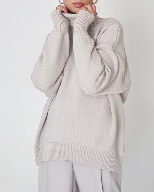 EB | Eleganter Oversized Damen Rollkragenpullover Aus Baumwolle