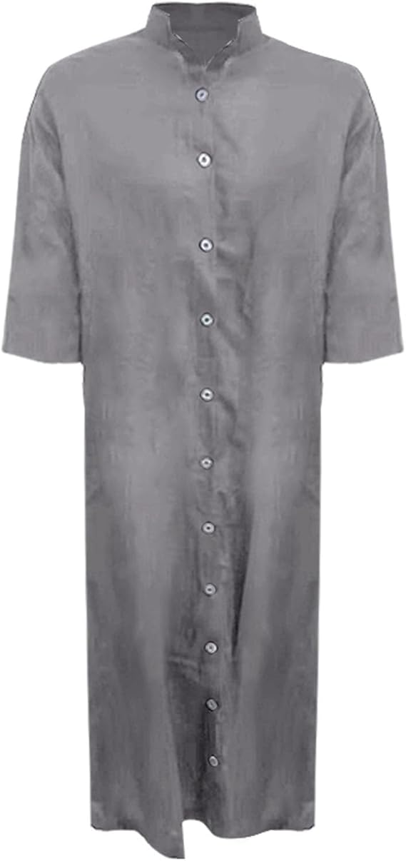 EB | Lockeres Langes Kleid mit Langen Ärmeln und Seitentaschen Kleid