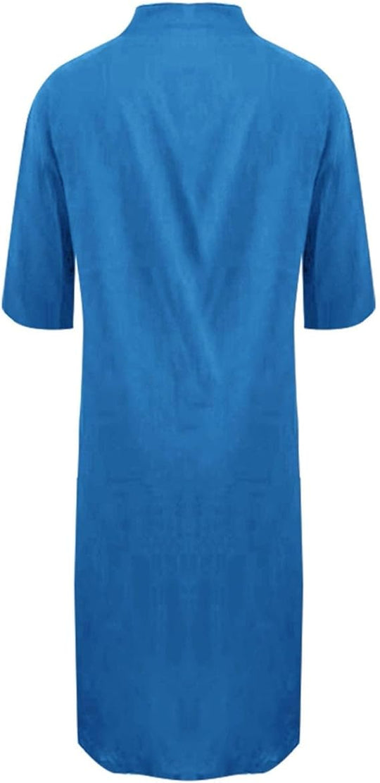 EB | Lockeres Langes Kleid mit Langen Ärmeln und Seitentaschen Kleid