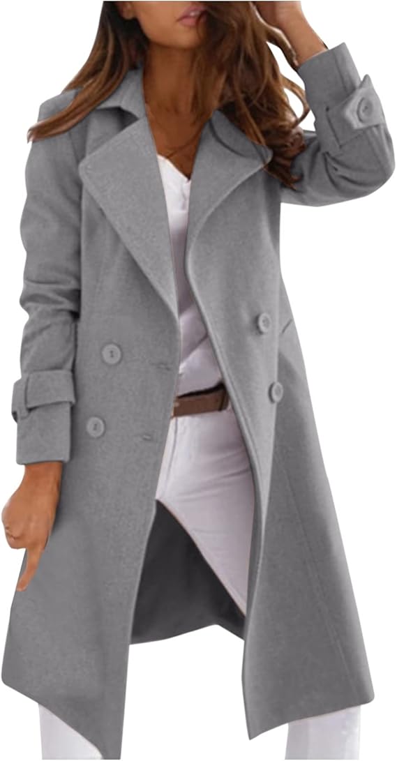 EB | Eleganter Frauen Wollmantel mit Knopfverschluss