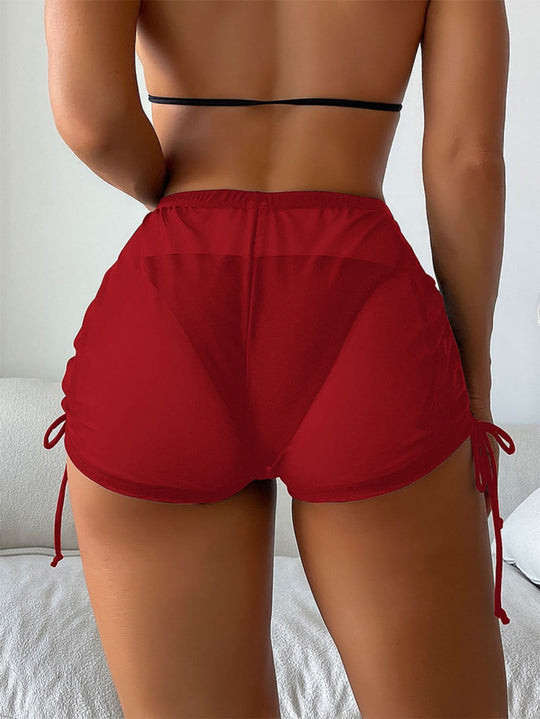 EB | Badehose mit hoher Taille und Kordelzug aus Mesh
