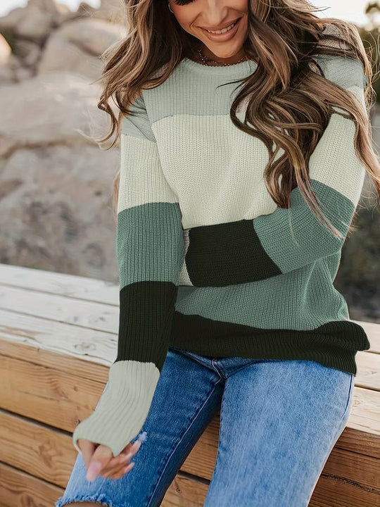 EB | Stilvoll Gestreifter Strickpullover für Frauen