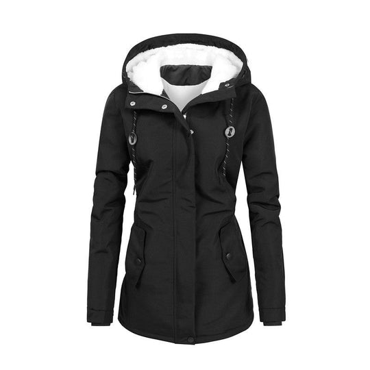EB | Damen Fleecejacke mit Kapuze und Kordelzug