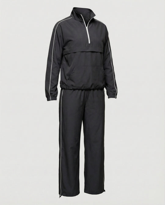 Damen sportliches Windbreaker-Set mit Stehkragen und seitlichen Eingrifftaschen EB