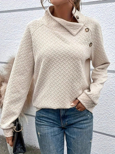 EB | Leichtgewicht Pullover mit Hohem Kragen und Knöpfen Polyester Elegant und Komfortabel